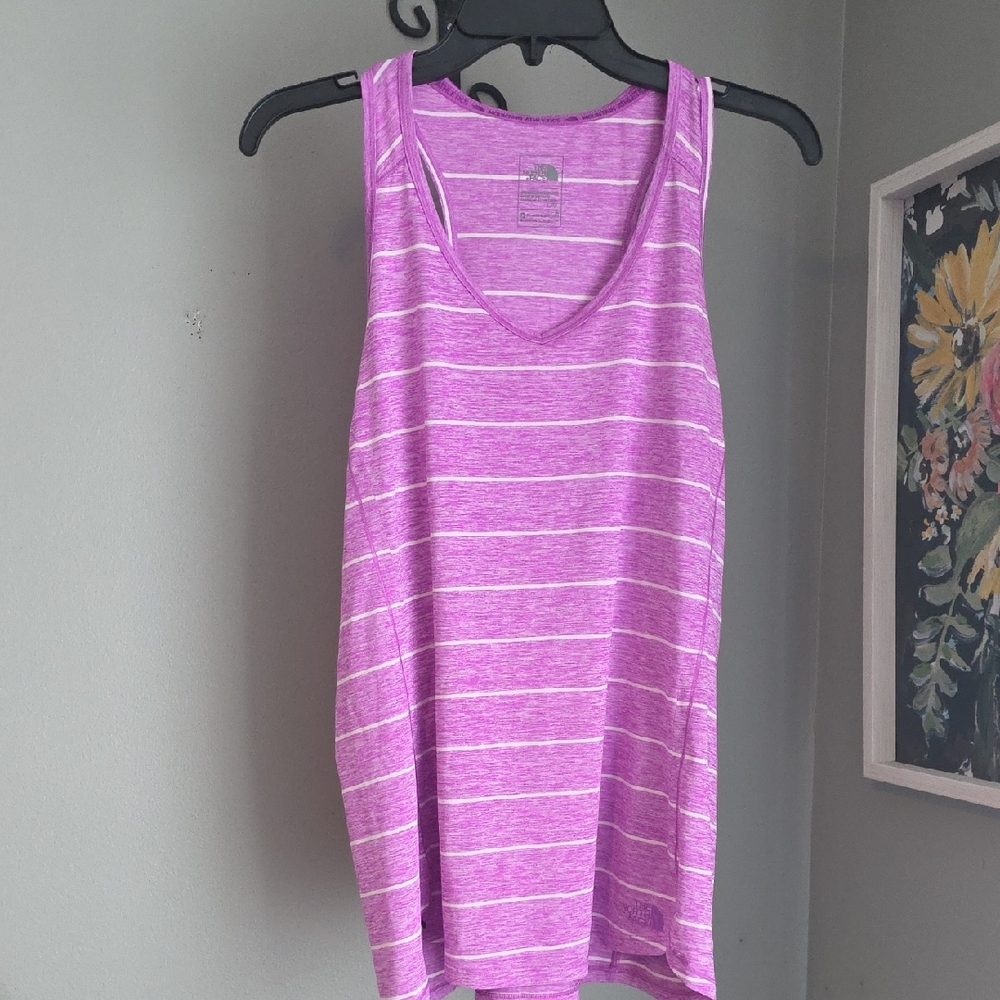 The North Face Purple Striped Women's Athletic Tank Top Size Large